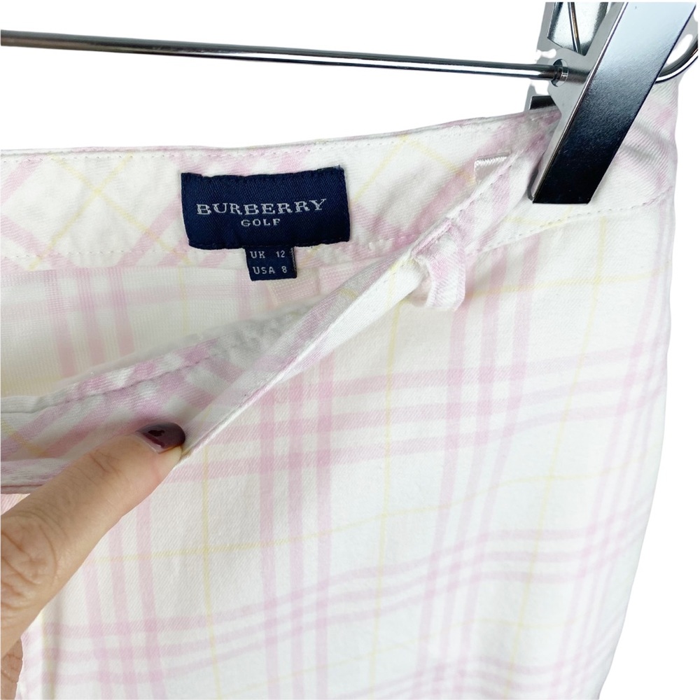 Burberry Pink White Tartan Plaid Bermuda Golf Shorts High Rise Size 8 - Picture 7 of 8